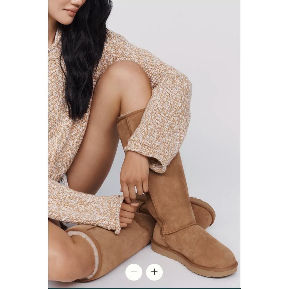 UGGxAnthropologie 9 Classic Ultra Tall Boots $295 Knee High Shearling Chestnut - Picture 3 of 14